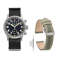 Militado Military Chronograph Watches 39mm Pilot VK61 Quartz Movement Casual Mens Wristwatches with Black 20MM Watchband