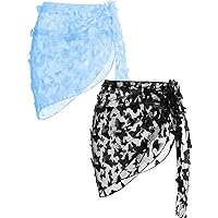 Ekouaer 2 Pcs Sarong Coverups for Women Beach Wrap Skirt Chiffon Swimsuit Coverup for Swimwear S-XXL