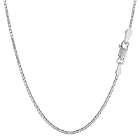 Jewelry Affairs 14k White Solid Gold Mirror Box Chain Necklace, 1.2mm