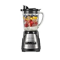 Power Elite Wave Action Blender For Shakes and Smoothies, Puree, Crush Ice, 40 Oz Glass Jar, 12 Functions, Stainless Steel Ice Sabre Blades, 700 Watts, Black (58148A)