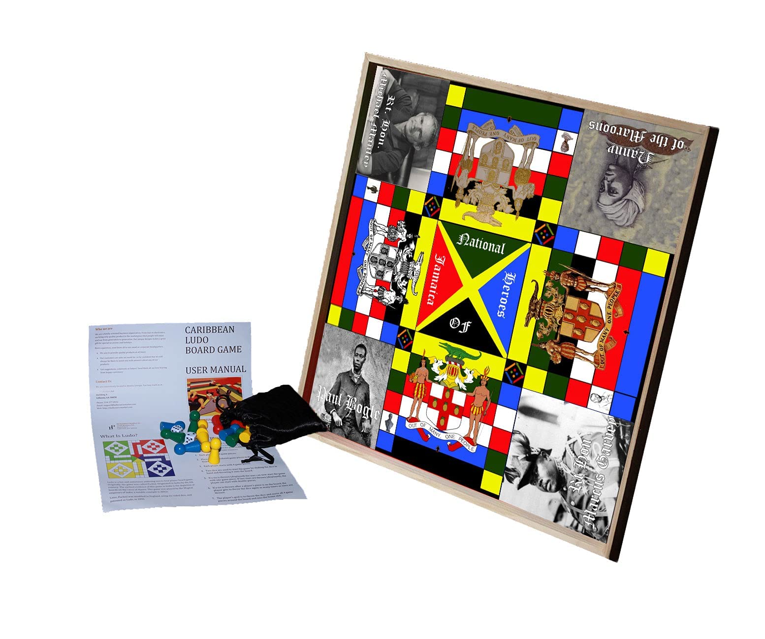 Jamaican Ludo Heroes Edition | 2ft x 2ft Multi-Player Board Game + Game Pieces & Dice | Family Game Night