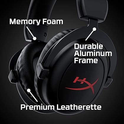 HyperX Cloud Core – Wireless Gaming Headset for PC, DTS Headphone:X Spatial Audio, Memory Foam Ear Pads, Durable Aluminum Frame, Detachable Noise Cancelling Microphone,Black