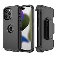 Phone Case for iPhone 15 Pro Max Case,Heavy Duty Hard Shockproof Armor Protector Case Cover with Belt Clip Holster for Apple iPhone 15 Pro Max 6.7 5G 2023 Phone Case (Black)