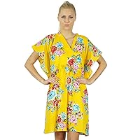 Bimba Printed Short Kaftan Mini Beach Coverup Dress for Women Short Tunic Beachwear Caftan