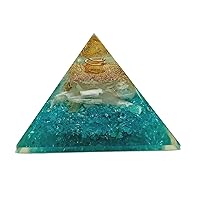 Extra Large Salenite & Aquamarine Stone Orgonite Pyramid Healing Crystal 65-75MM