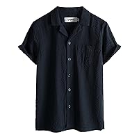 VATPAVE Boys Button Down Shirt Short Sleeve Casual Hawaiian Shirt Cuban Collar Summer Shirts with Pocket