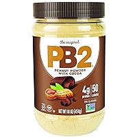 PB2 Powdered Chocolate Peanut Butter with Cocoa - 4g of Protein, 90% Less Fat, Certified Gluten Free, Only 50 Calories per Serving for Shakes, Smoothies, Low-Carb, Keto Diets