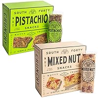 South 40 Snacks Pistachio and Mixed Nut Bar, Extra Crunchy Nut Snack Bar, Simple Ingredients, Honey and Sugar, Unique Delicious Healthy Nut Clusters, Individually Wrapped (40g Bar, Pack of 12)