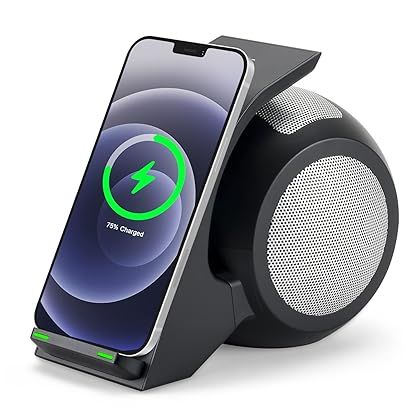 CENSHI Wireless Charger with Bluetooth Speaker, Fast Wireless Charging Stand Compatible with iPhone 14 13 12 11 Pro Max XR XS 8 Plus Samsung Galaxy S21 S20 Note 20 10 Google LG etc