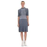 Donna Morgan Women's Mock Neck Dress with Contrast Tipping, Navy/Cream/Gold, XL