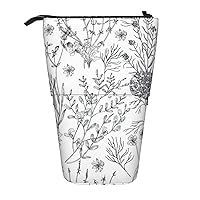 Flowering Herbs And Herbaceous Plants Print Expandable Storage Bag, Vertical Storage Bag, Expandable Cosmetic Bag