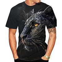 Men's Planet Top 3D Printed T-Shirt Shirt Casual Short-Sleeved T-Shirt Animal Print Black Leopard