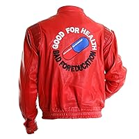 Akira Kaneda Jacket Capsule Pill Logo Red Bomber Motorcycle Rider Leather Costume Cosplay