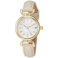 Fieldwork YM001-1 Women's Analog Ibany Watch with Date Leather Strap White Dial Beige, Modern