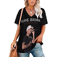 T-Shirts Women's Summer Casual Short Sleeve Loose Fit V Neck Tops