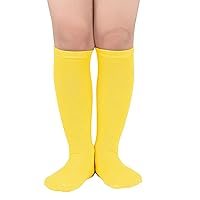 Zando Kids Soccer Socks Baseball Softball Socks Knee High Socks Girls Cotton Long Socks Seamless 3-12 Years