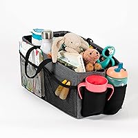 Diono Travel Pal XL Back Seat Car Organizer, 12 Compartments for Kids and Pet Toys, Insulated Drink Holder, Dividable Storage, Reinforced Carry Handles, Collapsible Car Organizer, Folds Flat, Grey