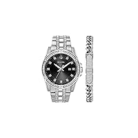 Bulova Men's Crystal Accented Gift Set with 3-Hand Date Quartz Watch and ID Bracelet