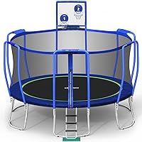 Zupapa Trampolines No-Gap Design 1500 LBS Weight Capacity 16 15 14 12 10 8FT for Kids Children with Safety Enclosure Net Outdoor Backyards Large Recreational Trampoline