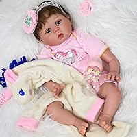 Lifelike Reborn Baby Dolls - 22 inch Realistic Baby Dolls Girl Soft Cloth Body Vinyl Limbs with Baby Night-Robe for Kids Age 3+