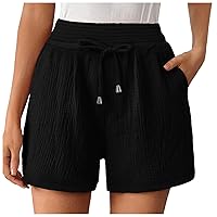 Athletic Shorts for Women Knee High Shorts for Women 2 Piece Summer Outfits Linen Beach Shorts Set Linen Womens