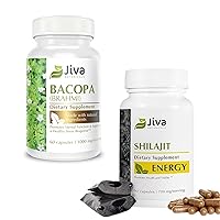 Bacopa Monnieri/Brahmi - 60 Capsules, and Shilajit Supplement - 90 Capsule, Supports Brain for Focus, Energy, Memory & Clarity, Immune Support, Digestion & Strong Muscle