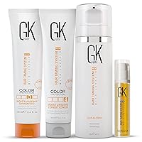 Global Keratin GK Hair Moisturizing Shampoo and Conditioner 100ml Set | Leave in Conditioner Cream 130ml | Argon Oil Hair Serum 50ml For Frizz Control