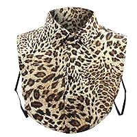 Detachable Leopard Print Fake Collar Half Shirt Blouse Dickey Linen Cotton False Collar