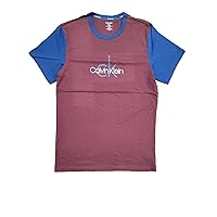 Calvin Klein Men's Short Sleeve Sleepwear Shirt - NP23040 (Maroon/Blue, Large)