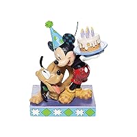 Enesco Disney Traditions by Jim Shore Pluto and Mickey Mouse Birthday Cake Figurine, 6.2 Inch, Multicolor