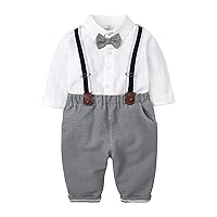 Baby Boy Suspenders Outfit Pants Toddler Kids Infant Baby Boys Gentleman Suit Shirt Toddler Suspender (Grey, 3-4 Years)