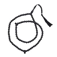 Black Rustic Islamic Prayer Beads Rustic 99-Bead 8mm Coffee Wood Tasbih Tasseled Oval Countered Beads
