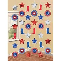 High Riding Western Party Boots and Stars Doorway Curtain Decoration, Paper, 7 Feet, Pack of 6