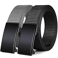 WONDAY 2 Pack Nylon Ratchet Belts for Men, Mens Belts Casual with Automatic Buckle, No Holes Invisible Belt for Men