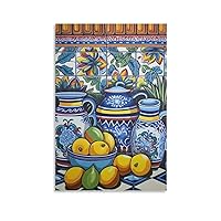 Mexican Kitchen Art, Lemon Wall Art, Tarawera Pottery Paintings, Rustic Terracotta Pottery Decorativ Canvas Painting Posters And Prints Wall Art Pictures for Living Room Bedroom Decor 12x18inch(30x45