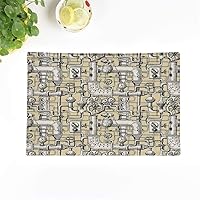 Set of 4 Placemats Brown Pattern Steampunk Pipe Urban Vintage Technology Gear Machine 12.5x17 Inch Non-Slip Washable Place Mats for Dinner Parties Decor Kitchen Table