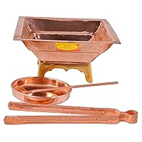 Shiv Shakti Arts® Pure Copper Hawan Kund Set Agnihotra Kit Havan Set | Chimtha | Achmani | Plate | Complete Hawan Kund Set for Poojan Purpose at Home