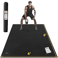 Large Exercise Mats for Home Workout, Extra Thick Workout Mats for Home Gym, Gym Mats for Jump Rope, Weights, Cardio, Fitness 6' x 4' x 7 mm, Shoe-Friendly