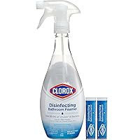 Clorox Disinfecting Bathroom Foamer Starter Kit, Household Essentials, One Reusable Bottle Plus 2 Refills