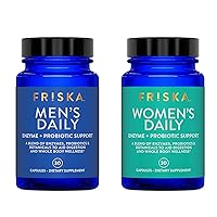 FRISKA Mens & Womens Probiotic Bundle | Digestive Enzymes & Probiotics Supplement | Male & Female Digestion & Bloating Support | 30 Capsules per Bottle