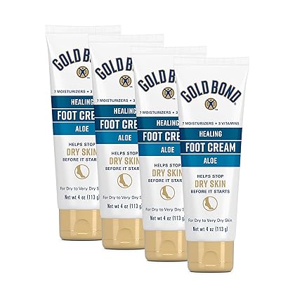 Gold Bond Healing Foot Cream, 4 oz. (Pack of 4), With Aloe, Nourishes & Softens For Healthier Looking Feet