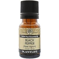 Plantlife Black Pepper Aromatherapy Essential Oil - Straight from The Plant 100% Pure Therapeutic Grade - No Additives or Fillers - 10 ml