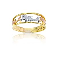 DECADENCE 14K Tri-Color Gold Satin Dolphin Fashion Ring