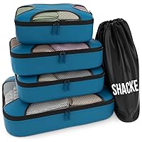 Shacke Pak - 5 Set Packing Cubes - Travel Organizers with Laundry Bag (Gentlemen's Blue)