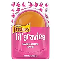 Purina Friskies Lil' Gravies Savory Salmon Flavor Cat Food Complement Lickable Cat Treats - (Pack of 16) 1.55 oz. Pouches