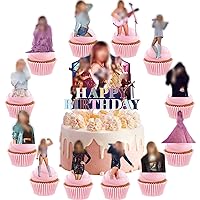 25pcs Birthday Decorations,Cupcake Toppers,Birthday Cake Toppers,Party Decorations,Themed Party Cake Decorations Supplies,Concert