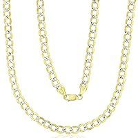 DECADENCE 14K Yellow Gold Hollow 2mm-11mm Cuban White Pave Chain | Italian Gold Chain | Gold Curb Necklaces for Men and Women