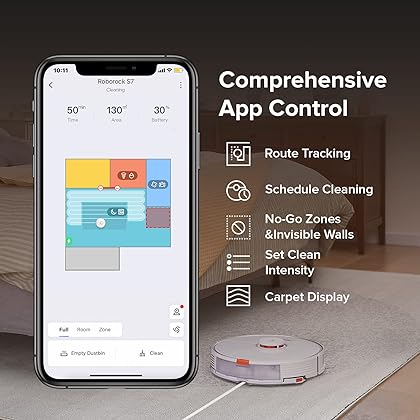 roborock S7 Robot Vacuum and Mop, 2500PA Suction & Sonic Mopping, Robotic Vacuum Cleaner with Multi-Level Mapping, Works with Alexa, Mop Floors and Vacuum Carpets in One Clean, Perfect for Pet Hair