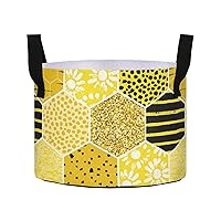 Geometric Honey Grow Bags 3 Gallon Fabric Pots with Handles Heavy Duty Pots for Plants Aeration Container Nonwoven Plant Grow Bag for Vagetables Fruits Flowers Garden Potato