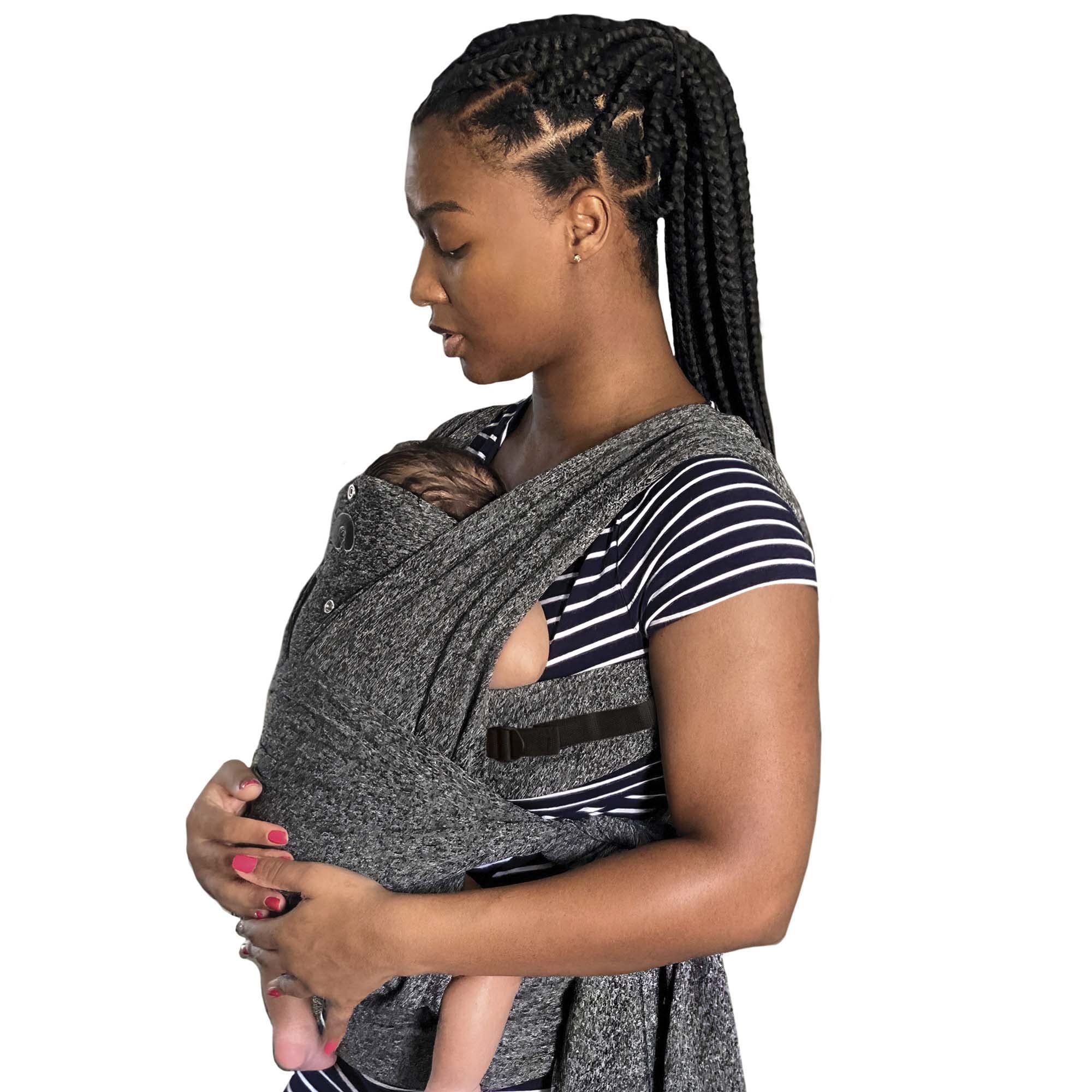 Boppy Baby Carrier- Adjustable ComfyFit, Heathered Gray, Hybrid Wrap with New Adjustable Arm Straps to Fit More Bodies, 3 Carrying Positions, 0m+ 8-35lbs, Soft Yoga-Inspired Fabric with Storage Pouch